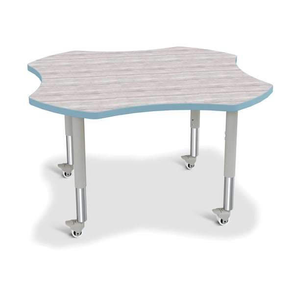 Berries Four Leaf Activity Table, Mobile, Driftwood Gray/Coastal Blue/Gray